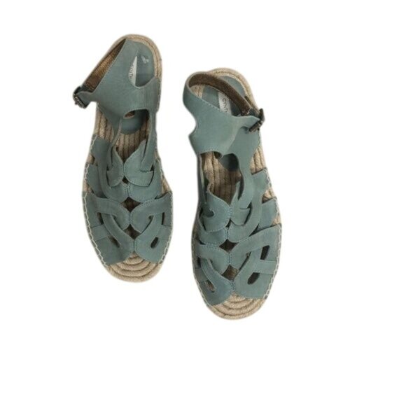 Cynthia Vincent Espadrille Platform Sandals Mint Green Suede - Picture 4 of 6